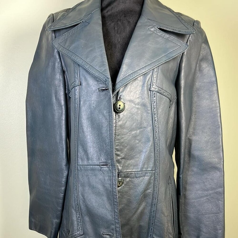 VTG Women's SZ14 Full Length Leather Coat‎ Jacket made in Spain Matrix Mod GoGo